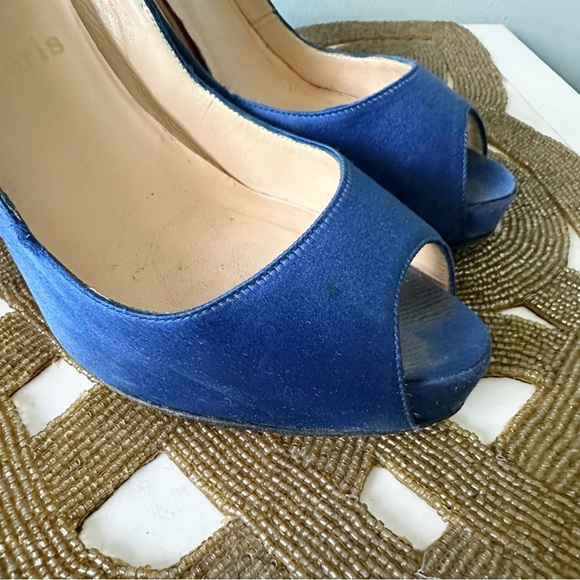 Christian Louboutin Very Prive Royal Blue Satin High Heel Pumps EU38.5/U… - Picture 5 of 10